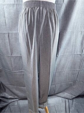 2733-Lenox Light Gray Women's Elastic-Waist Straight-Leg Pants